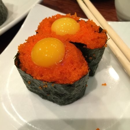 Smelt Fish Roe With Quail Egg Nigiri
