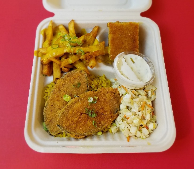 Fried *Fish* Plate With Slaw & Rice