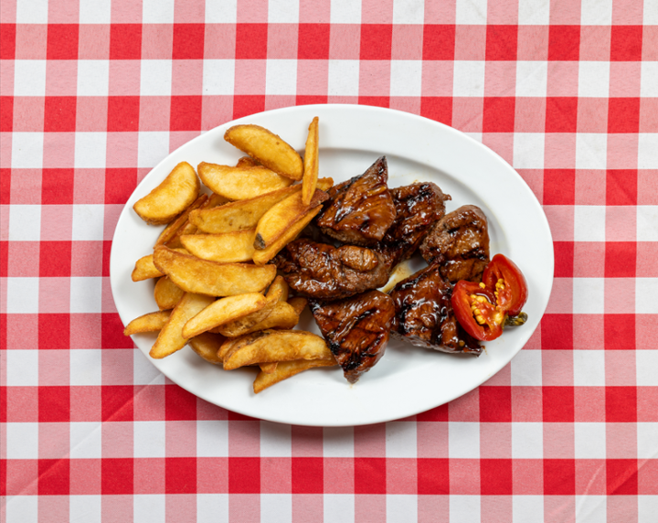 Steak Tips Plain 6 Pcs w Fries