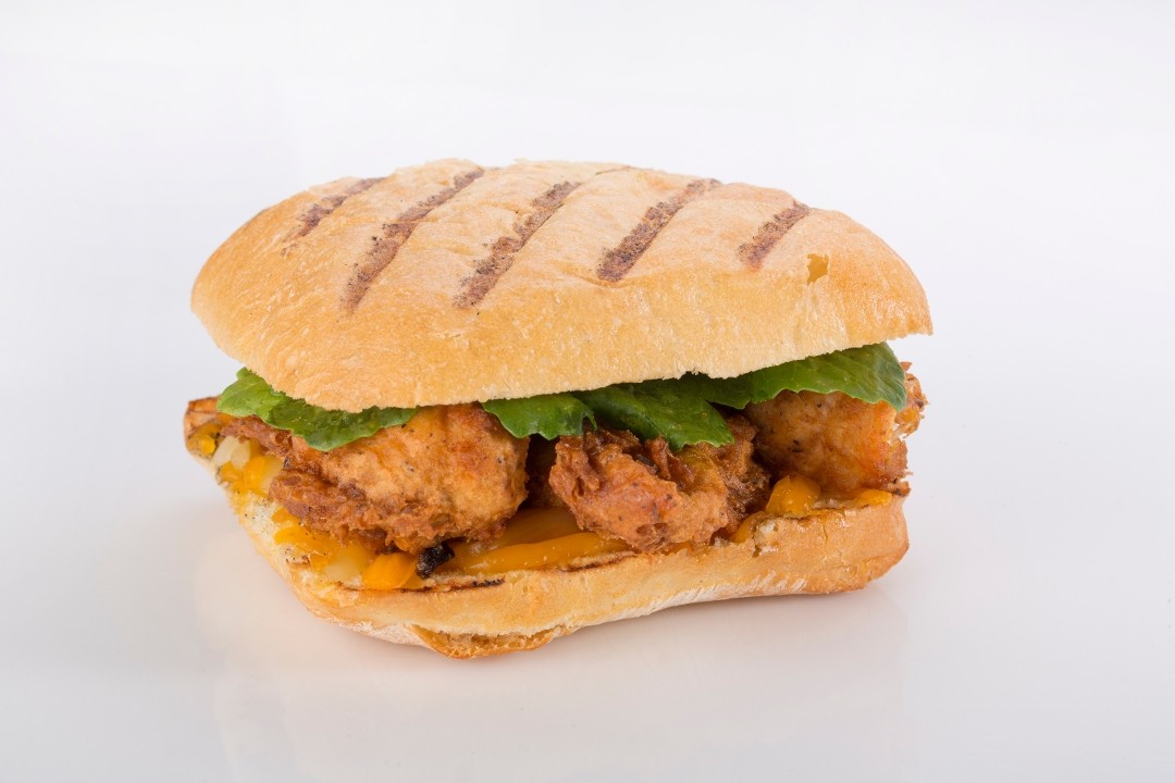 Half Spicy Fried “Ale Laced” Chicken Tender Panini