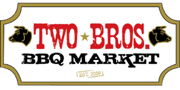 Two Bros. BBQ Market Your 'Que... Curbside! Now Catering! logo