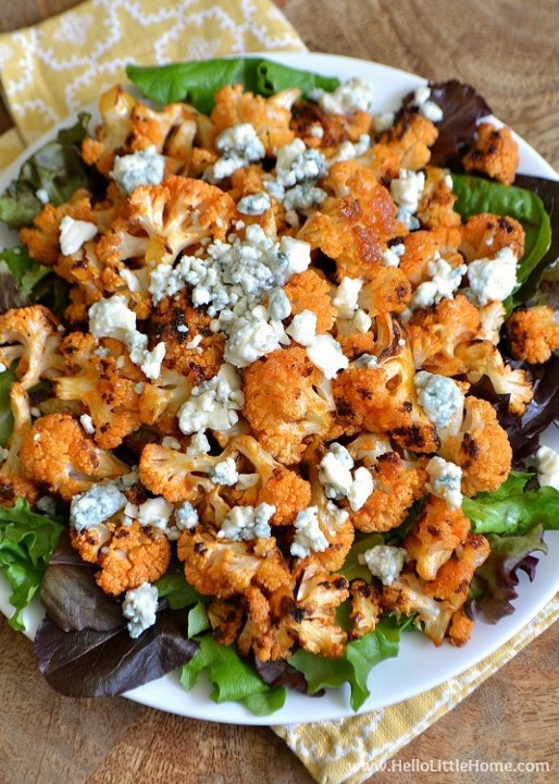 A-Oven roasted Cauliflower/ with Buffalo sauce & bc crumbles