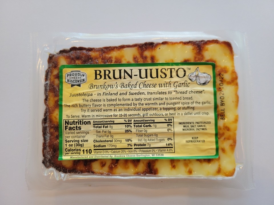 CHEESE, Brun-Uusto Baked Cheese with Garlic by Brunkow Cheese