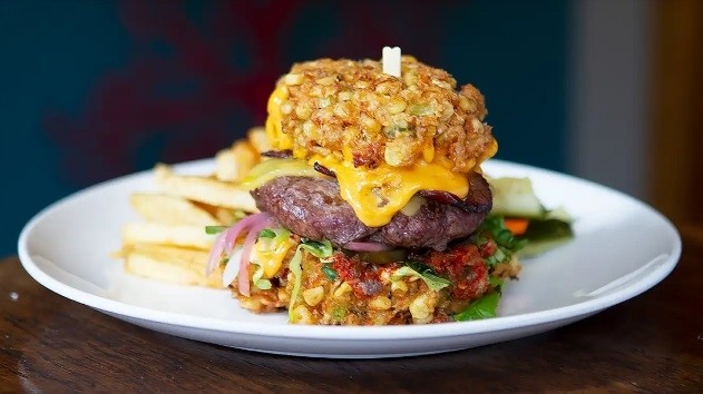 OUR FAMOUS FRITTER BURGER