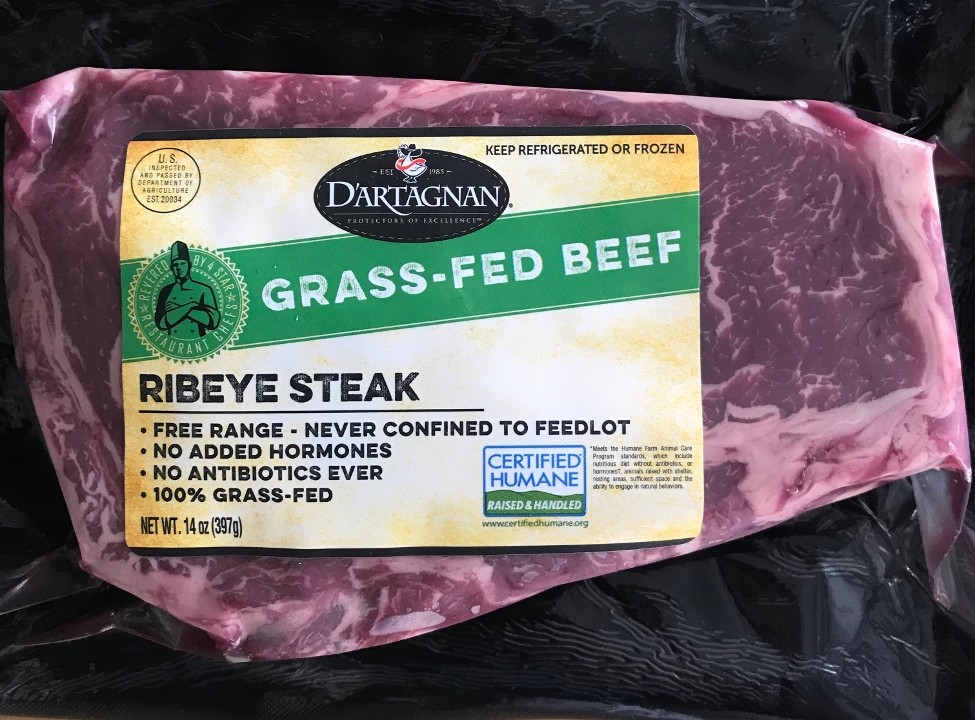 rib eye steak-grass fed 14 ounce