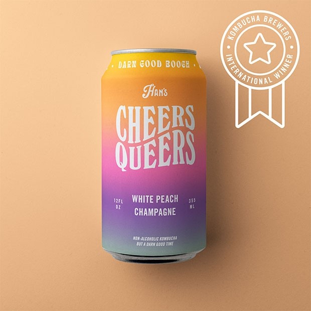 Han's Kombucha Cheers Queers - White Peach Champagne