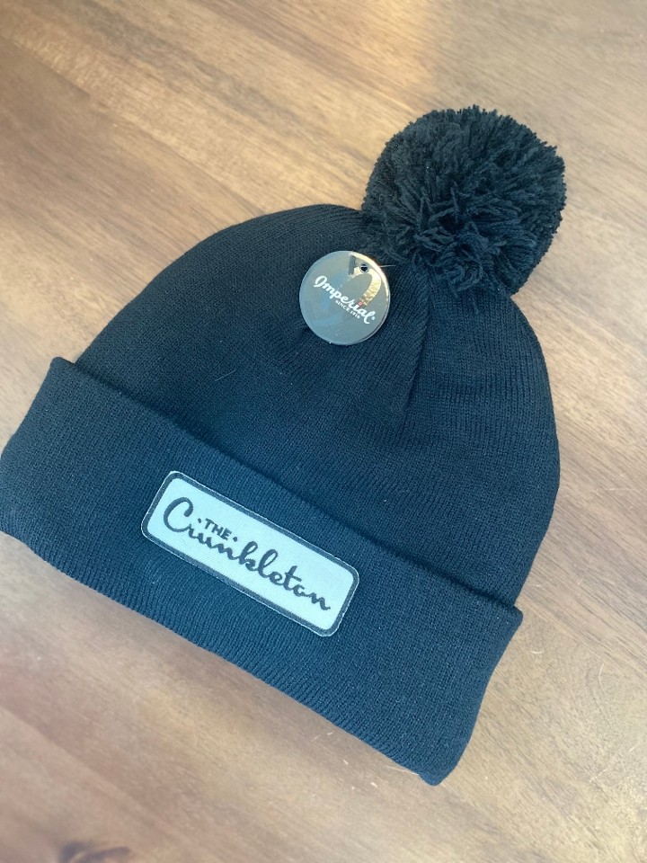 Black Beanie Pom Pom, Classic Crunkleton Logo Patch