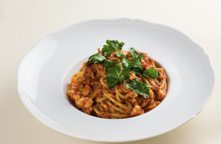 Spaghetti Arrabbiata and Prawns