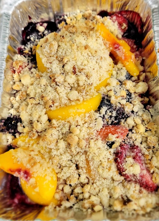 Blueberry, Peach, & Strawberry Cobbler