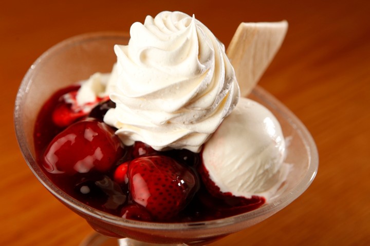 ice cream with mixed berry stew
