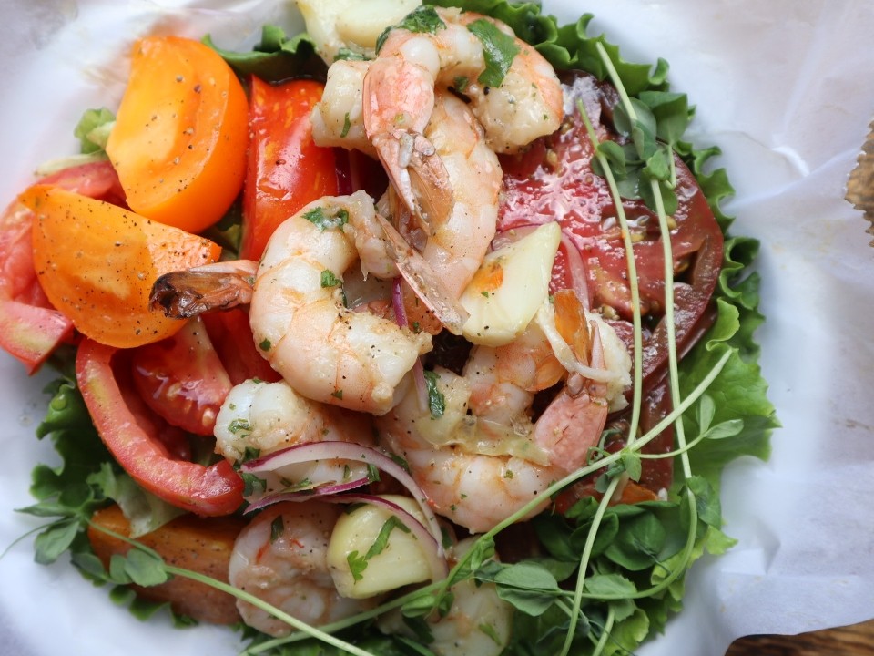 Poached Shrimp & Tomato Salad