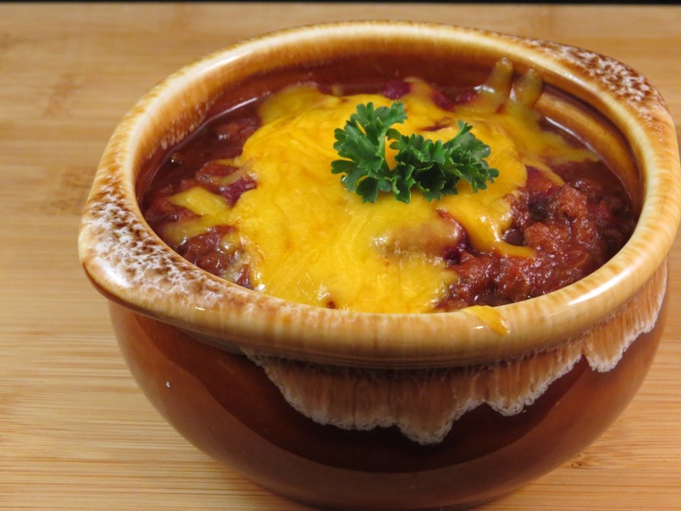 Beef Chili with Cheddar Cheese