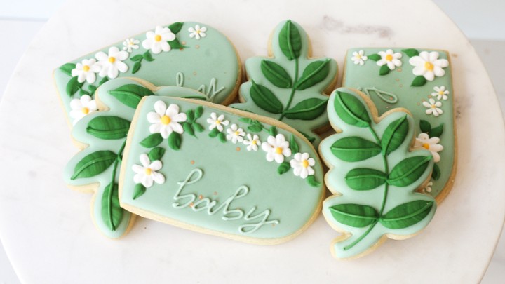 Floral Baby Shower Royal Iced Cookie Set