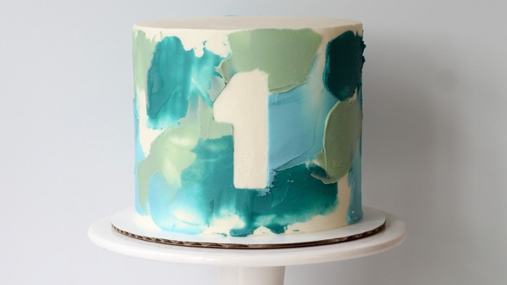 Number Watercolor Cake