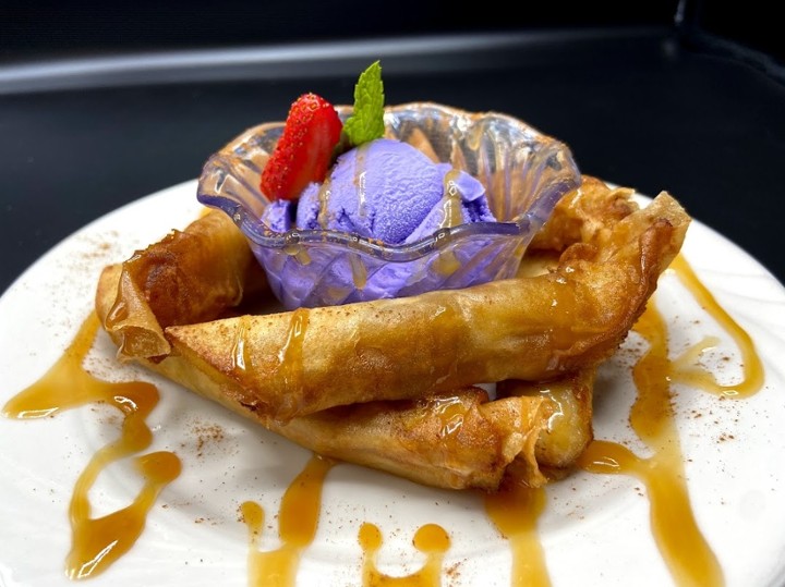 Banana Lumpia w/Ube Ice Cream