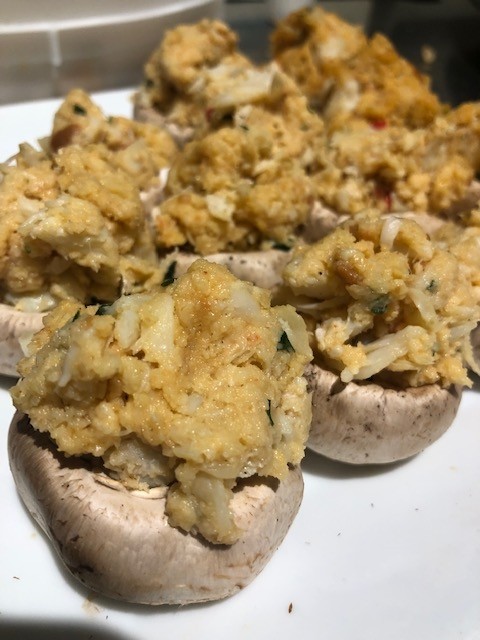 Crab Parmesan Stuffed Mushrooms
