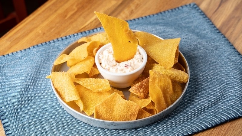 Pimento Cheese with Wanton Chips
