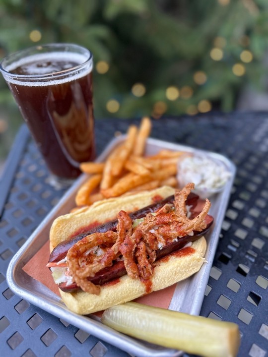 Brisket Burnt End Smoked Sausage Sandwich