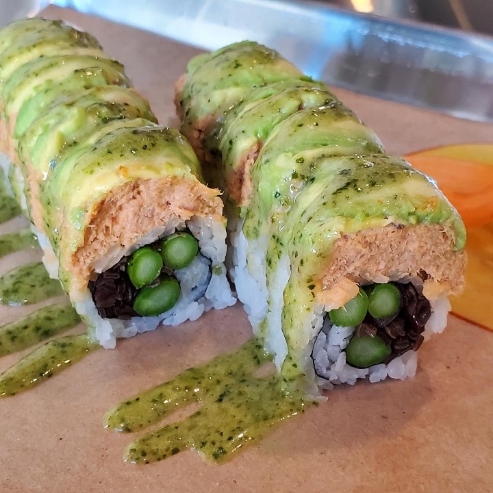*Cooked spicy tuna asparagus roll