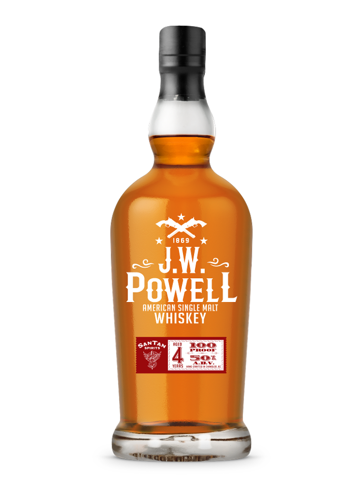 J.W. Powell 4 YR Aged Single Malt Whiskey, 750ml spirits (50% ABV)