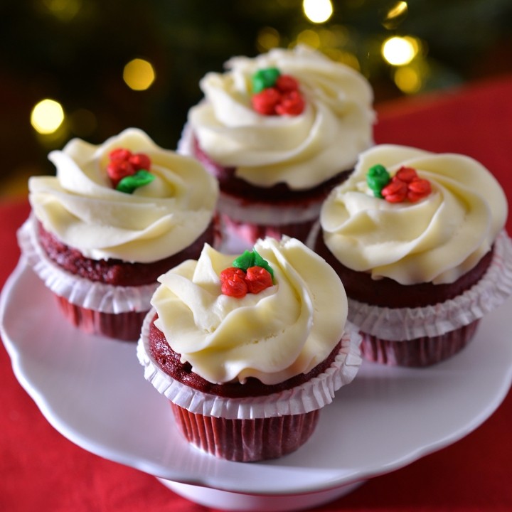 Red Velvet Holiday Cupcakes - Box of 4