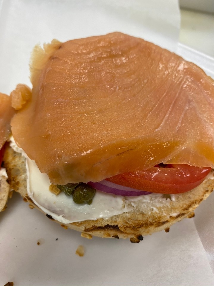 Salmon and Cream Cheese Bagel Sandwich