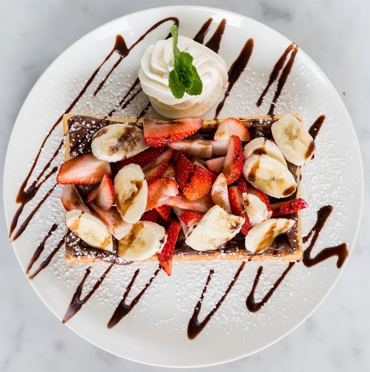 Nutella with Strawberries & Bananas Waffle