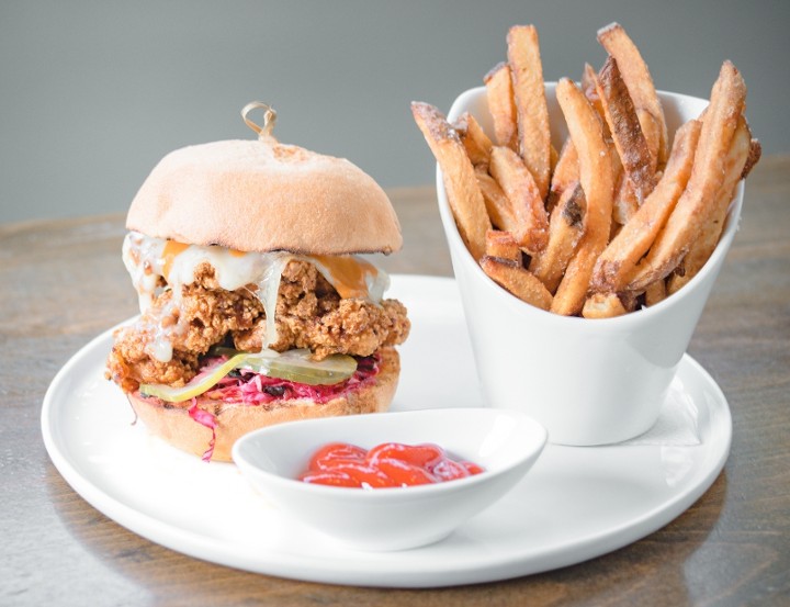 a stir's Nashville Hot Chicken Sandwich