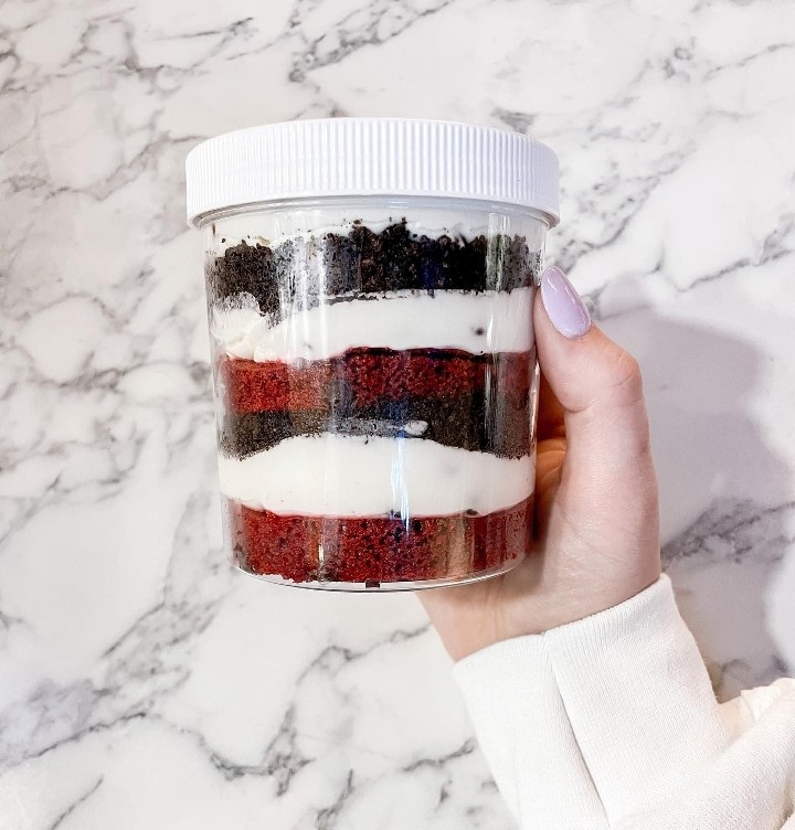 Red Velvet Oreo Cheesecake Jar