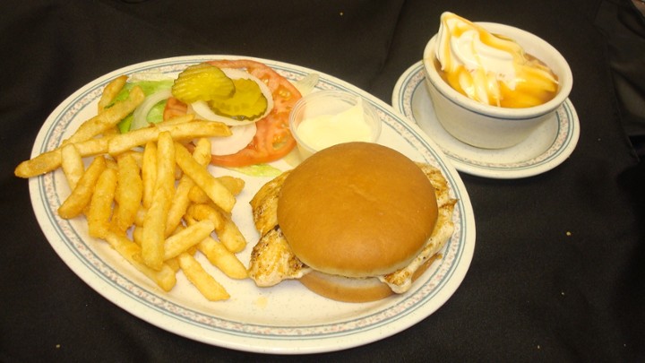 Grilled Chicken Sandwich, Fries & a Sundae