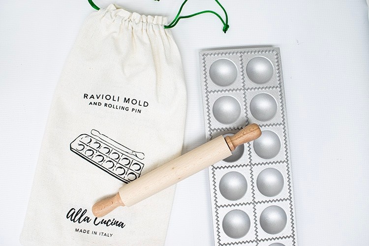 Italian 12-piece Ravioli Mold & Roller | Alla Cucina