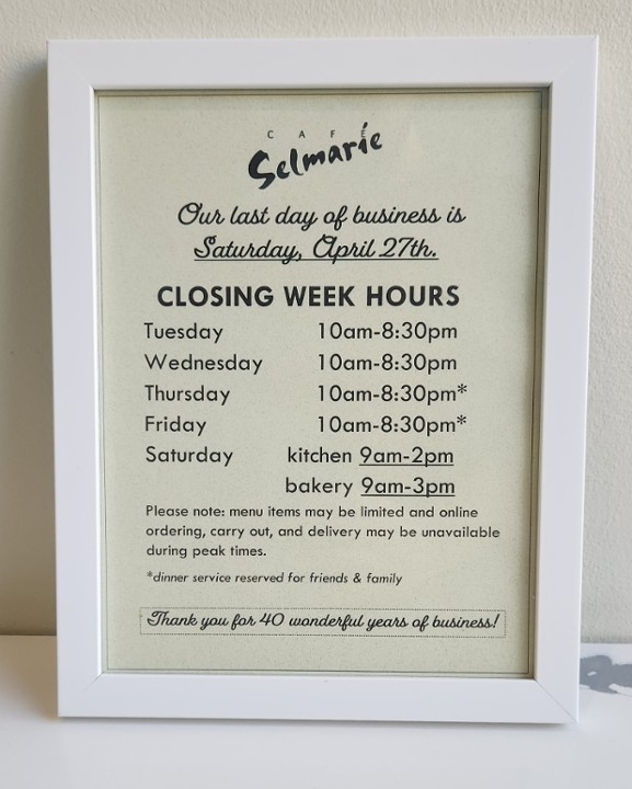 "Last Week Hours" Sign