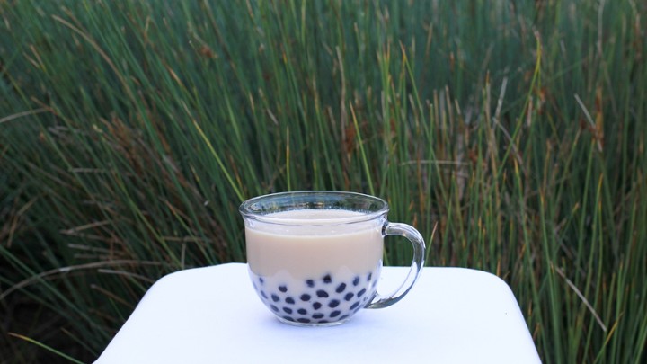 Almond Green Milk Tea, Hot (Large)