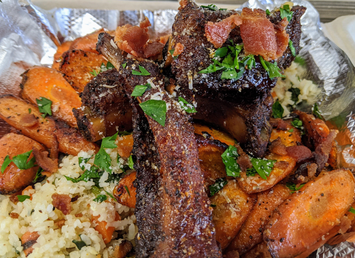 BBQ, Fried Rice, Carrots