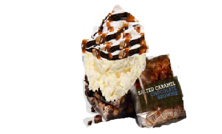 BROWNIE, CHOCOLATE CARAMEL SALTED WITH ICE CREAM