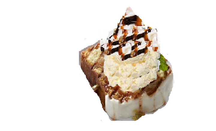 CAKE,  PUMPKIN VANILLA SWIRL WITH ICE CREAM