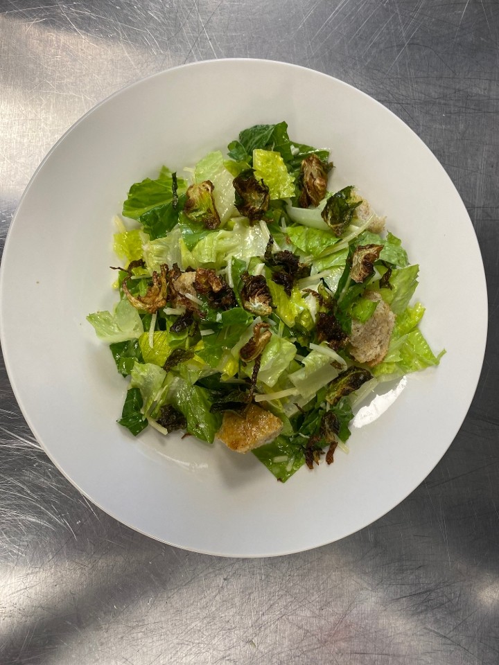 Ceasar Salad with Fried Brussel Sprout Leaves