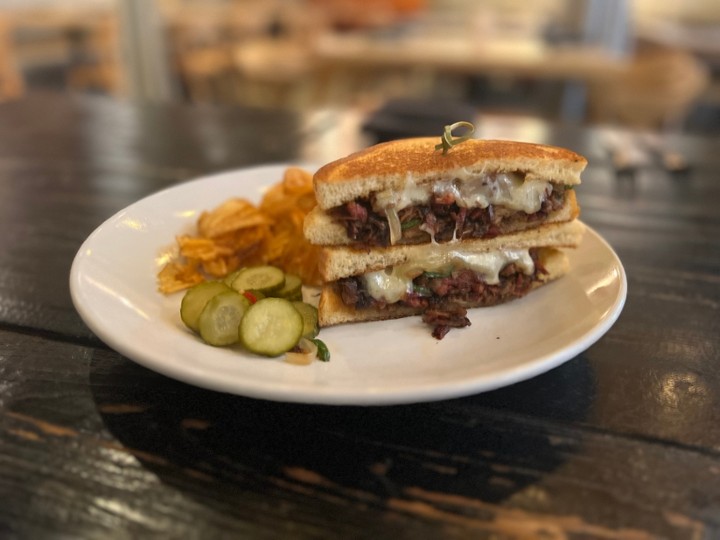 Chopped Brisket Grilled Cheese