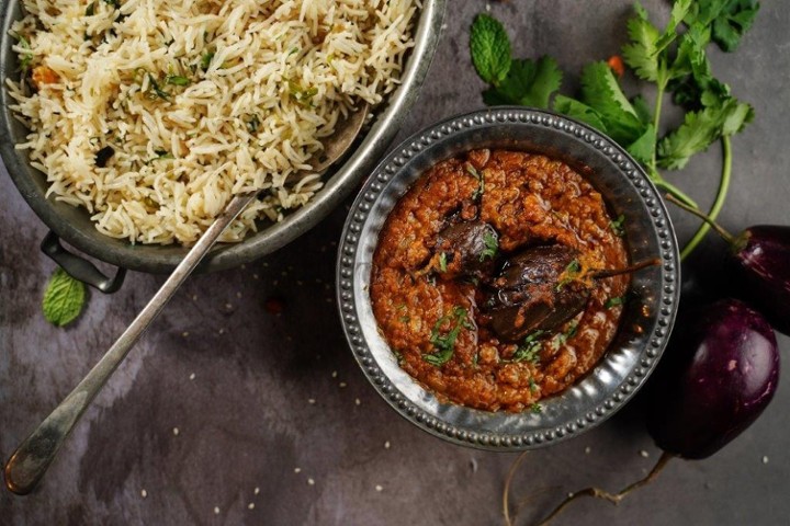 andhra pulao w/ curry  (veg)
