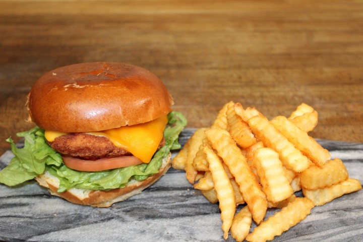 Crispy Chicken Burger with Cheddar Cheese Basket