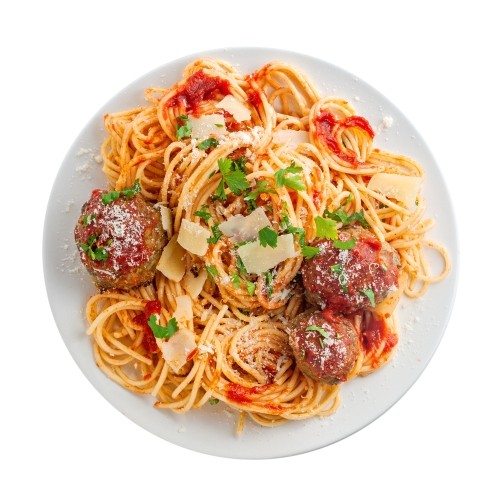 Italian Delight, Spaghetti and Meatballs w/ Small Caesar Salad