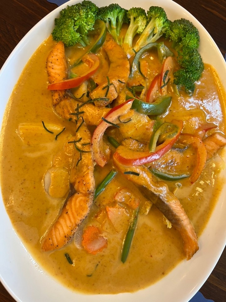 Salmon coconut curry