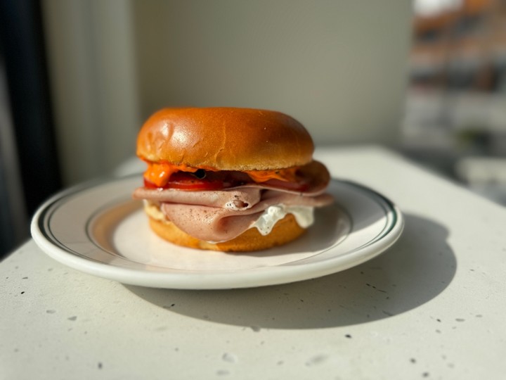 mortadella + burrata sandwich