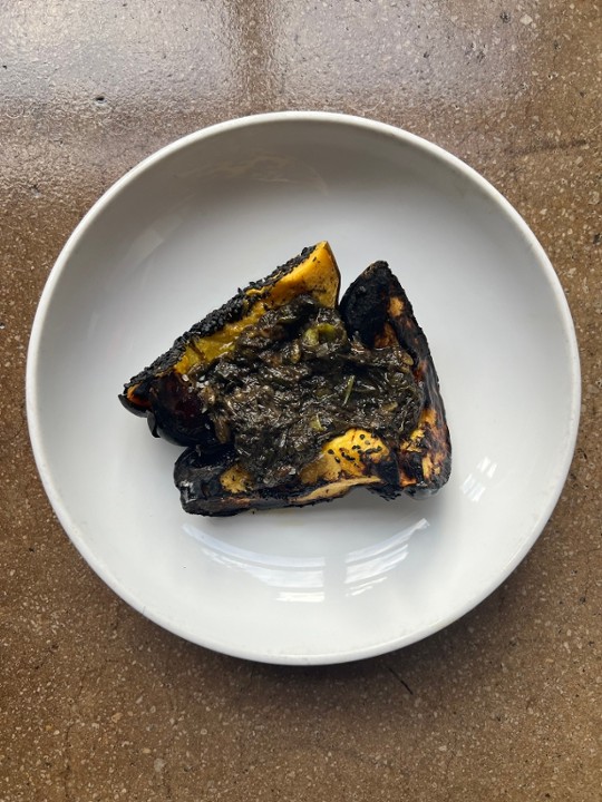 roasted squash. burnt scallions. ras al hanout (pb) (gf)