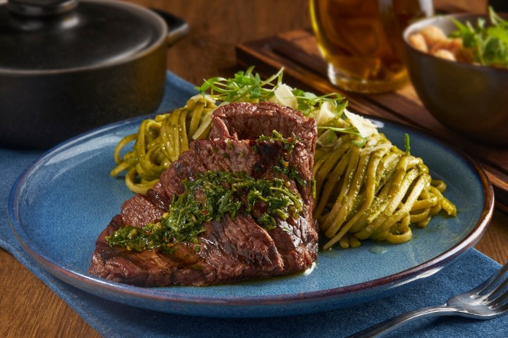 Pesto Linguine with Churrasco