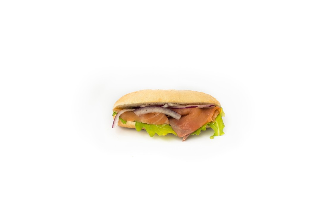 70. Smoked Salmon, arugula and red onion