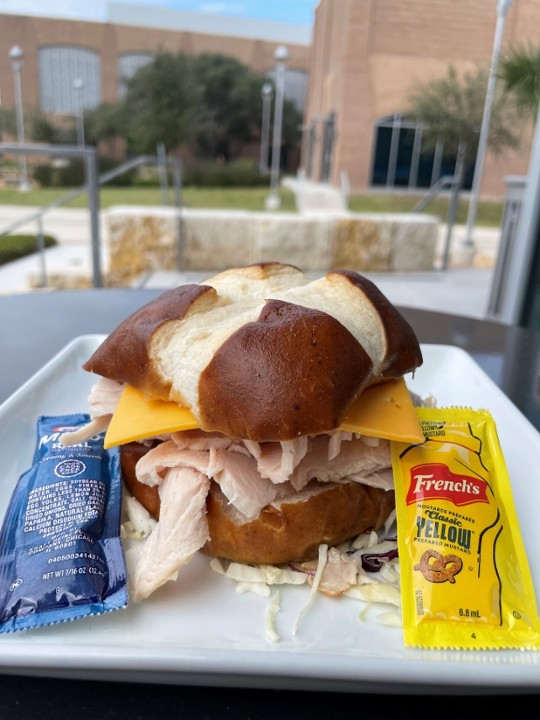 Turkey Cheddar Pretzel Sandwich