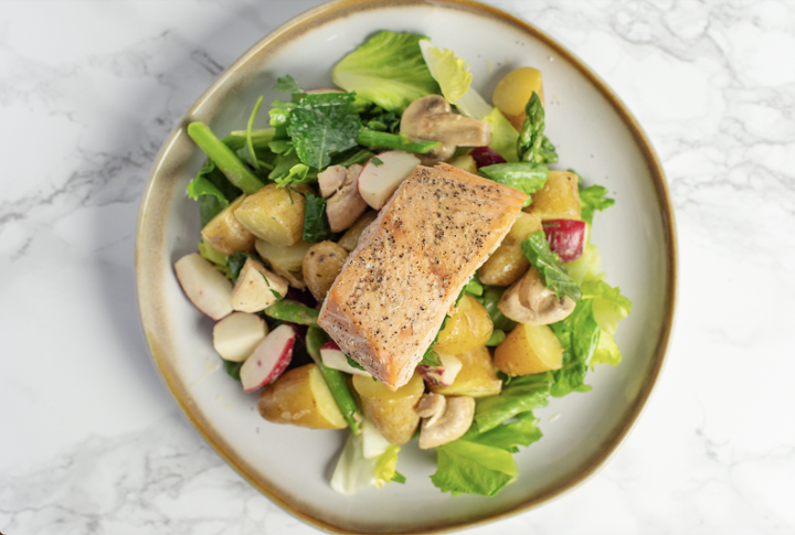 salmon, potato + green bean bowl