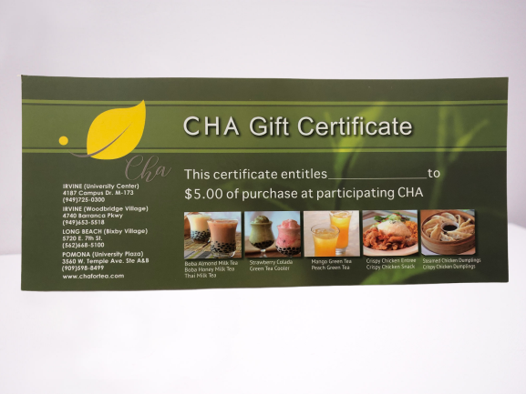 Green Gift Certificate $5