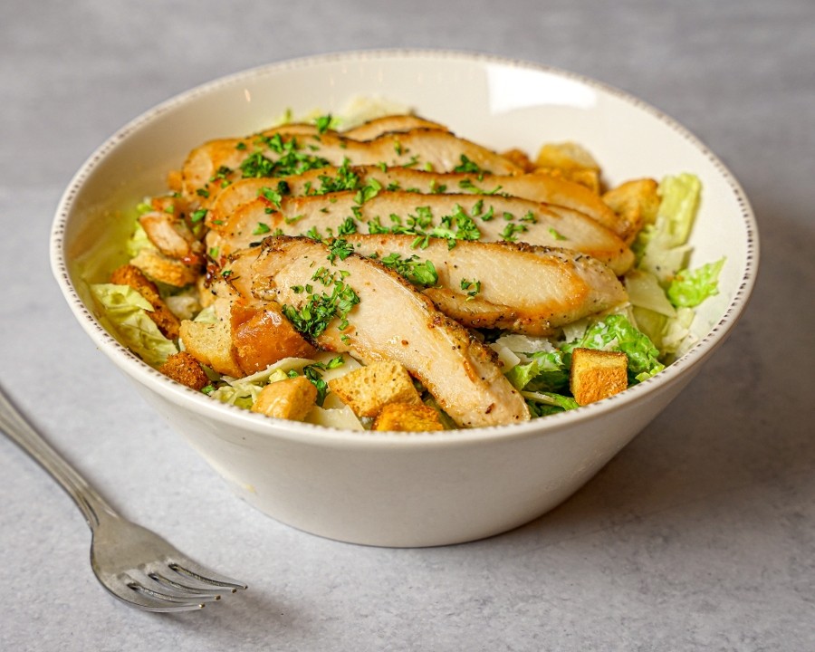 CHICKEN CAESAR SALAD.